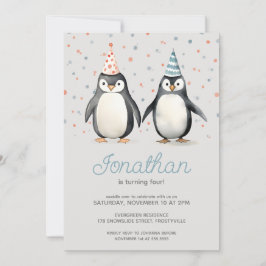 Invitación Pingüinos fiestas, jadeando por el cumpleaños de l