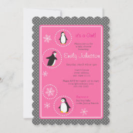 Invitación pingüinos lindos chica ducha de bebé 5 x 7 invitac