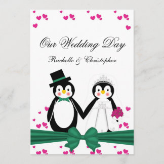 Invitación Pingüinos lindos novia y PÁGINA de las