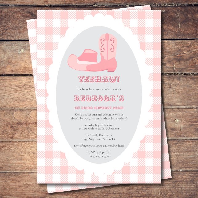 Invitación Pink 1st Rodeo Birthday Party  (Subido por el creador)