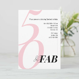 Invitación Pink 50 and Fabulous Birthday Party Invitation