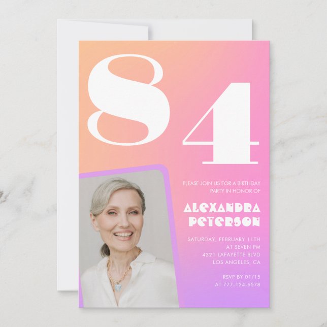 Invitación Pink 84º cumpleaños (Anverso)