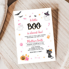 Invitación Pink A Little Boo Halloween Baby Shower