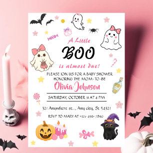 Invitación Pink A Little Boo Halloween Baby Shower