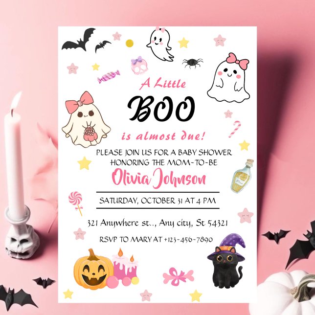 Invitación Pink A Little Boo Halloween Baby Shower (Subido por el creador)