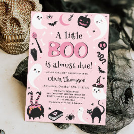 Invitación Pink A little Boo Halloween Baby Shower