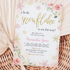 Invitación Pink A Little Snowflake Baby Shower