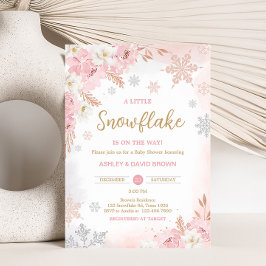 Invitación Pink A Little Snowflake Baby Shower