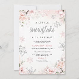 Invitación Pink A Little Snowflake Baby Shower