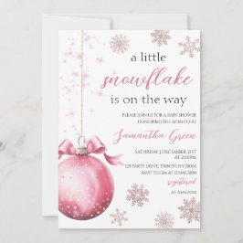 Invitación Pink A Little Snowflake Baby Shower