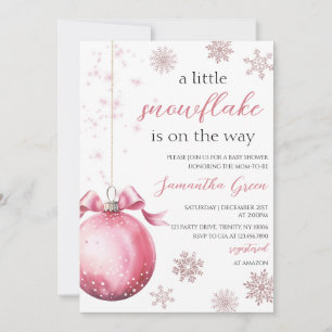 Invitación Pink A Little Snowflake Baby Shower