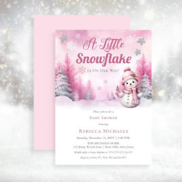 Invitación Pink A Little Snowflake | Nieve Chica Bebé Sprinkl