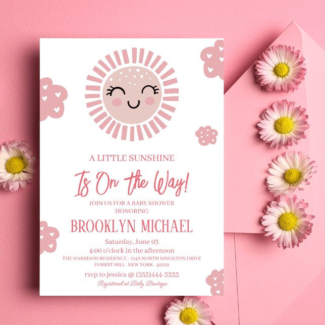 Invitación Pink A Little Sunshine está en camino de Baby Show (Subido por el creador)