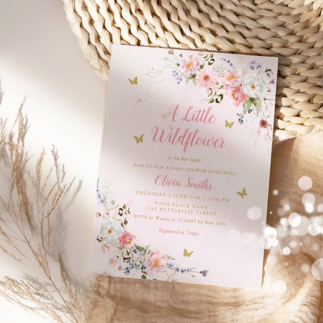 Invitación Pink A Little Wildflower Boho Chica Baby Shower (Subido por el creador)