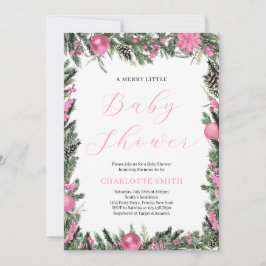 Invitación Pink A Merry Little Baby Shower