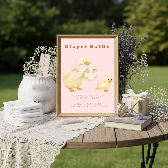 Invitación Pink A Silly Goose Diaper Raffle Table Sign  (Pink A Silly Goose Diaper Raffle Table Sign)
