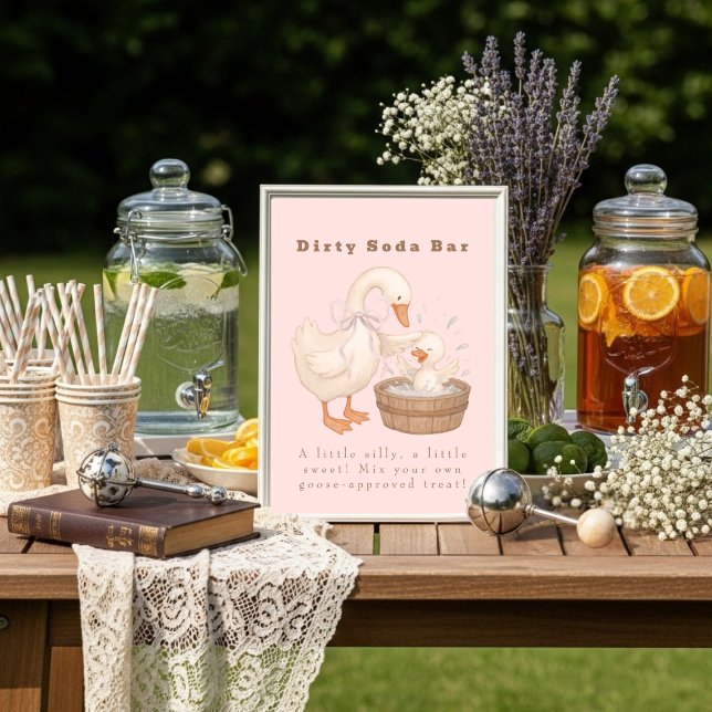Invitación Pink A Silly Goose Dirty Soda Bar Sign (Pink A Silly Goose Dirty Soda Bar Sign)
