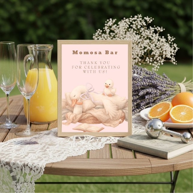 Invitación Pink A Silly Goose "Momosa" Mimosa  Table Sign  (Pink A Silly Goose "Momosa" Mimosa Table Sign)