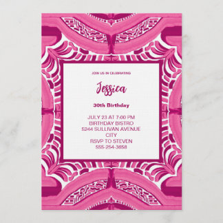 Invitación Pink Abstract Pattern Birthday Invitation