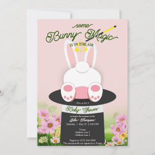 Invitación Pink Algún Bunny Gorra Mágico Trick Garden Baby Sh