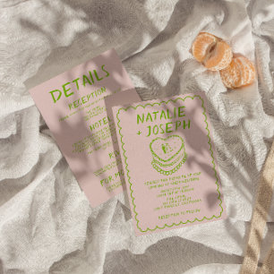 Invitación Pink All In One Hand Drake Cake Frame Boda