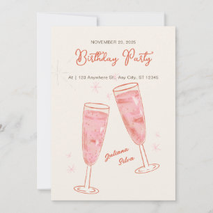 Invitación Pink and Beige Simple Creative Happy Birday