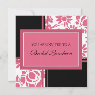 Invitación Pink and Black Bridal Luncheon Invitation Cards