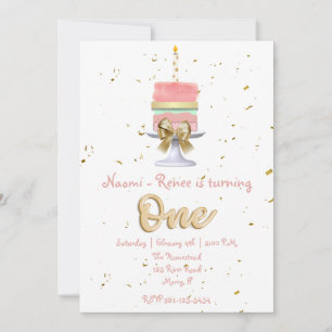 Invitación Pink and Gold 1º cumpleaños