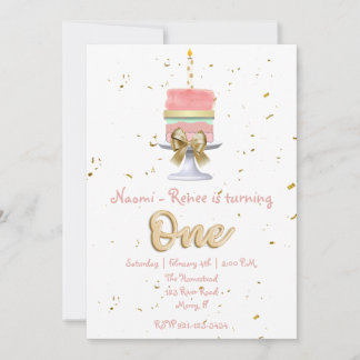 Invitación Pink and Gold 1º cumpleaños