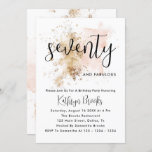 Invitación Pink And Gold 70th Birthday Invitations<br><div class="desc">This 70th Birthday Invitation features a pink and gold watercolor splash and a modern chic font combination. With its girly vibes, it is perfect for a modern chic woman. Do you need it for a different age? No problem, it can be personalized by clicking the "PERSONALIZE" button and you can...</div>