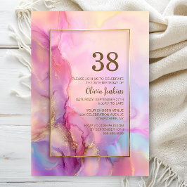 Invitación Pink and Gold Any Age Birthday Party
