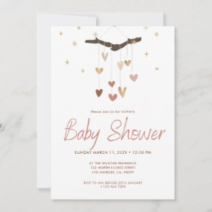 Invitación Pink and Gold Moderno Simple Cute Boho Baby Shower