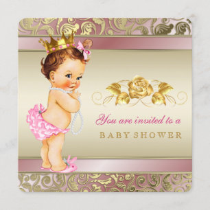 Invitación Pink and Gold Pearl Baby Shower