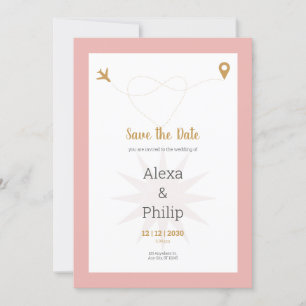 Invitación Pink and Gold Save The Date Boda