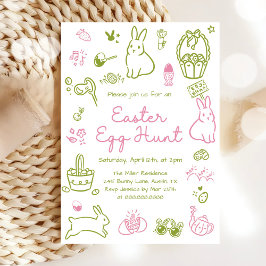 Invitación Pink and Green Easter Egg Hunt Party