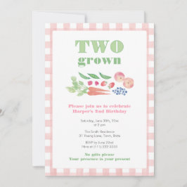 Invitación Pink and Green Farmers Market Girl 2nd Birthday