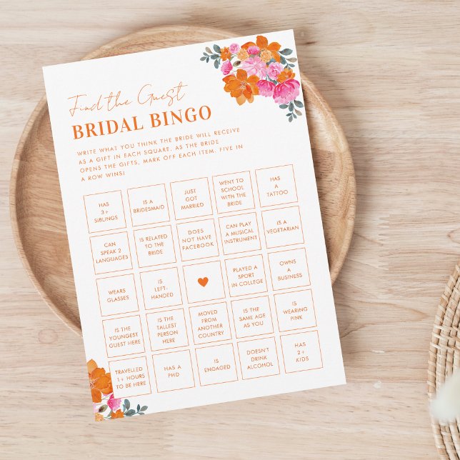 Invitación Pink and Naranja encuentran el juego de bingo nupc (Subido por el creador)