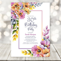 Pink and Orange Floral 30th Birthday Party