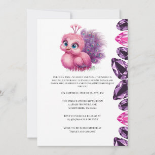 Invitación Pink and Purple Baby Peacock Baby Shower
