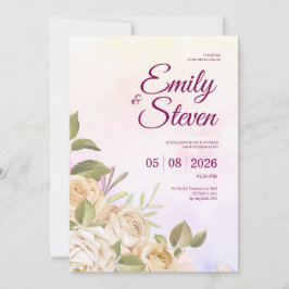 Invitación Pink and Purple Watercolor Elegance Wedding