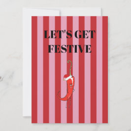 Invitación Pink and red Christmas invite with funny chili