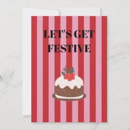 Invitación Pink and red Christmas pudding