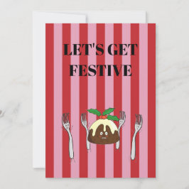 Invitación Pink and red Christmas pudding