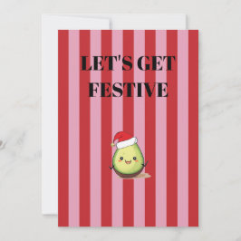 Invitación Pink and red stripes Christmas avocado