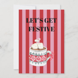 Invitación Pink and red stripes Christmas mug