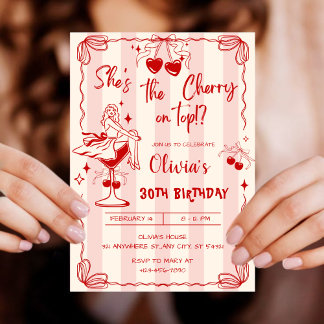 Invitación Pink and Red Valentines day 30th Birthday Party