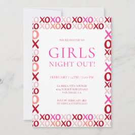 Invitación Pink and Red XOXO Girls night out Galentine's day