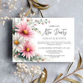 Invitación Pink and White Daisies Wedding After Party