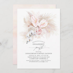 Invitación Pink Anthurium y Pampas Grass Engagement Party