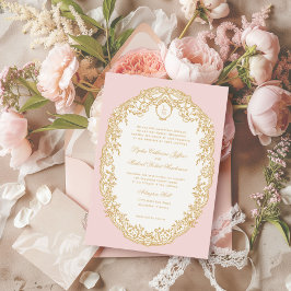 Invitación Pink Antique Paris Monogram Invitation